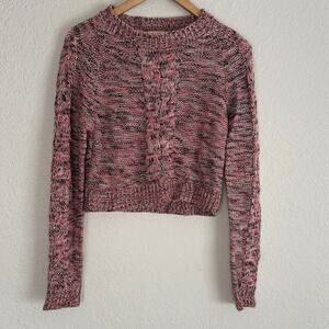 Anthropologie Staring at Stars Marled Crop Sweater Long Sleeve Y2K Cable Knit